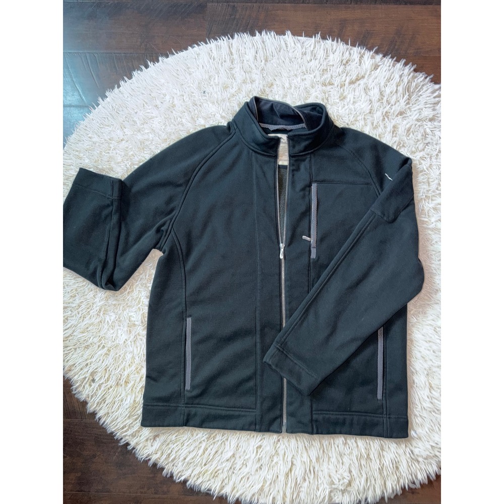 Tommy Bahama Mens Full Zip Fleece Lined Jacket Black Mock Neck Pockets Large